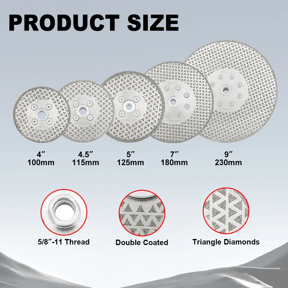 

DT-DIATOOL Diamond Grinding Wheel Electroplated Cutting Disc for Granite Marble Tile 5/8' Thread 1pc Saw Blade Set