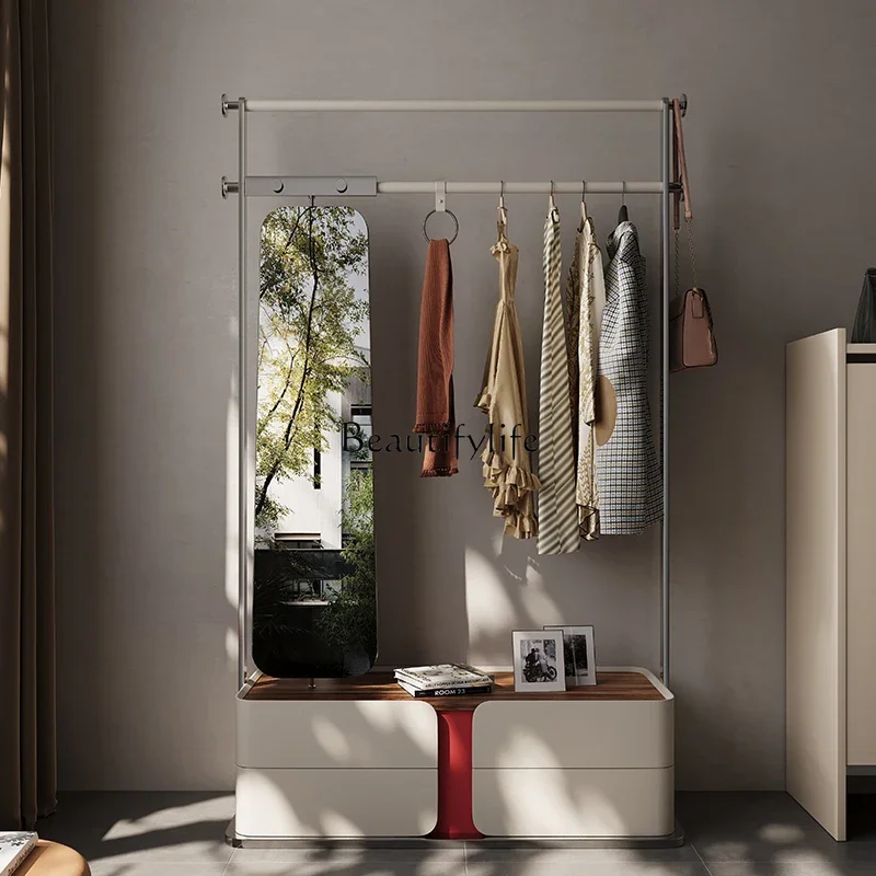 05 FG17Bedroom Floor-standing Coat Rack Storage Cabinet Integrated High-end Villa Stainless Steel Clothes Rack