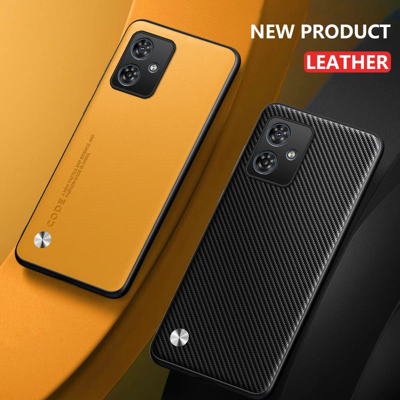 Leather Case for Motorola Moto G54 Carbon Fiber Silicone Protection Full Camera Phone Cover MotorolaG54 XT2343-1 XT2343-2 Coque