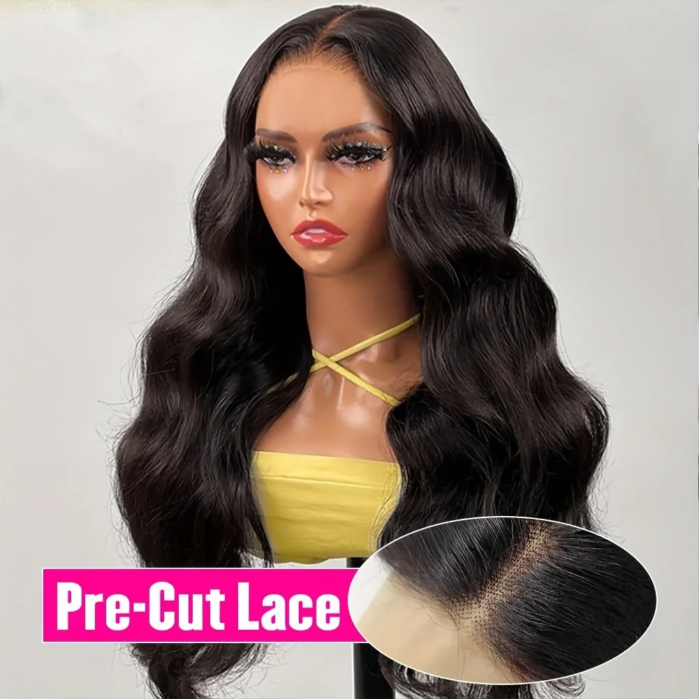 200 Density 24 Inch Body Wave Glueless 6x4  Lace Closure Human Hair Wigs For Women 6x4 Lace closure Wig Pre Plucked Human Hair