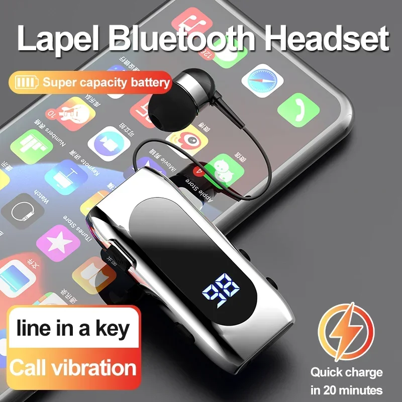 

K55 Lavalier Business Bluetooth 5.2 Headphone Talk/Music Time 20 Hours,LED Digital Display,Noice Cancelling Wireless Earphones