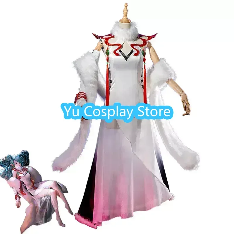 

Game Path to Nowhere Serpent Cosplay Costume Chinese White Cheongsam Dress Anime Clothing Hallween Uniforms Custom Made