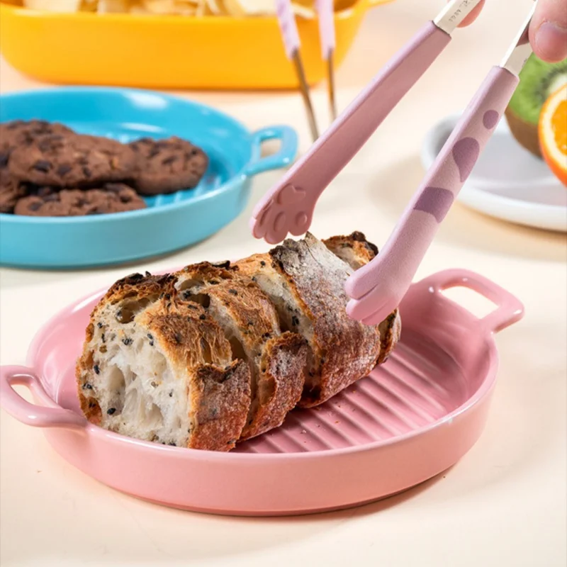 Cute Food Clip Silicone Mini Cat Claw Clip Snack Food Tongs Non-slip Handles BBQ Bread Ice Cube Clip Bread Serving Tong  Kitchen