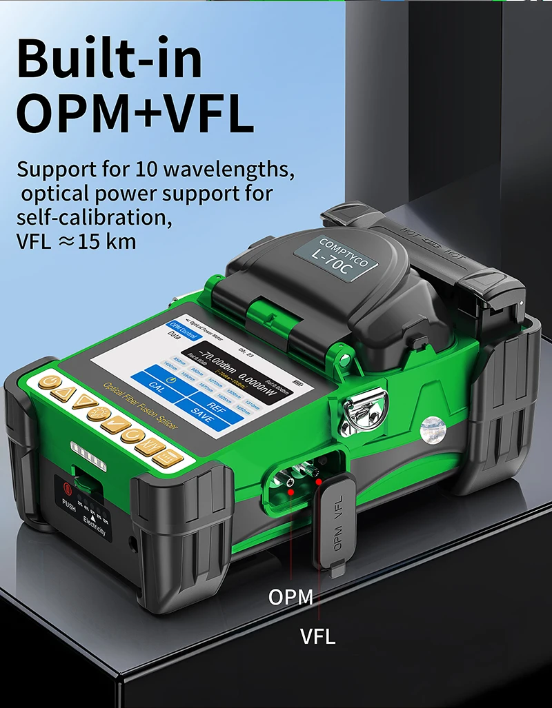 AUA-15F/L-70C Mini Fiber Optic Fusion Splicer Touch Screen 6 Motors SM/MM Optica