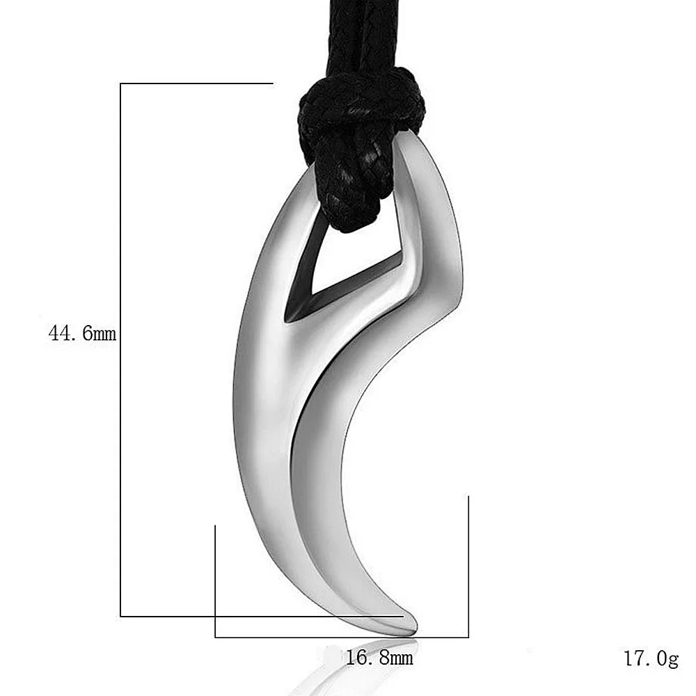 Stainless Steel Viking Wolf Tooth Pendant Necklace Men Women Norse Wolf Tooth Spiked Leather Rope Necklace Jewelry Wholesale