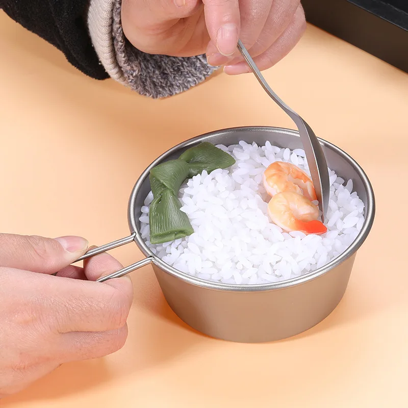 

Pure Titanium Fixed Handle Bowl Outdoor Camping Equipment Cookware Tableware with Foldable Handle 320ml Or 520ml With Cover