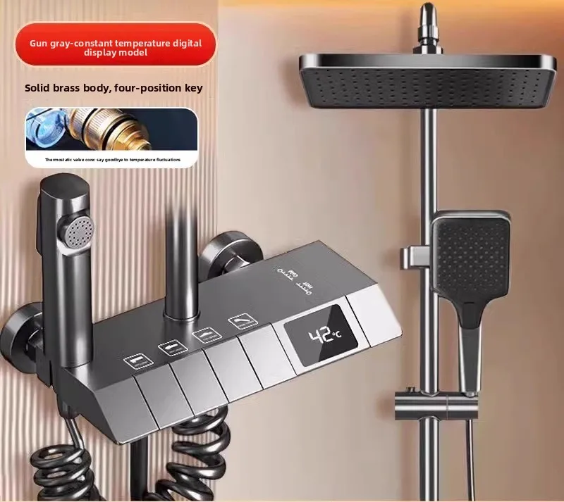 

Digital Display Hot Cold Shower Set Bathroom Shower System for Home Hotel Bathroom Use