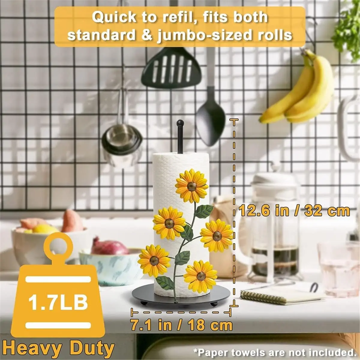 【AT48】 NEW Sunflower Paper Towel Holder Sunflower Kitchen Decor and Accessories Farmhouse Paper Towel Holder Cute Kitchen Decor