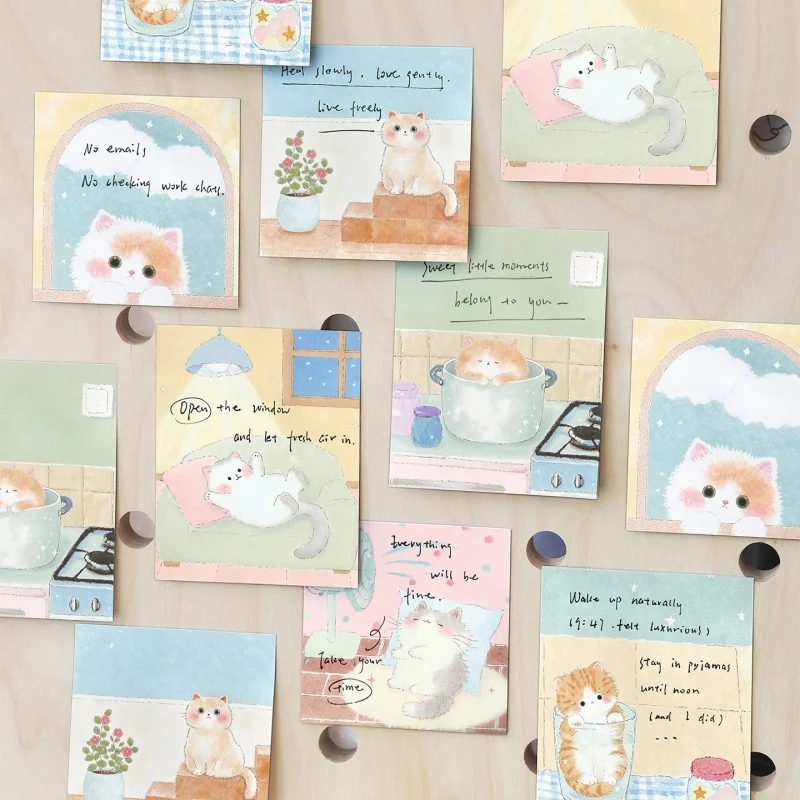 24pcs/lot Kawaii Cat Memo Pad Cute N Times Stationery Label Notepad Bookmark Post School Supplies