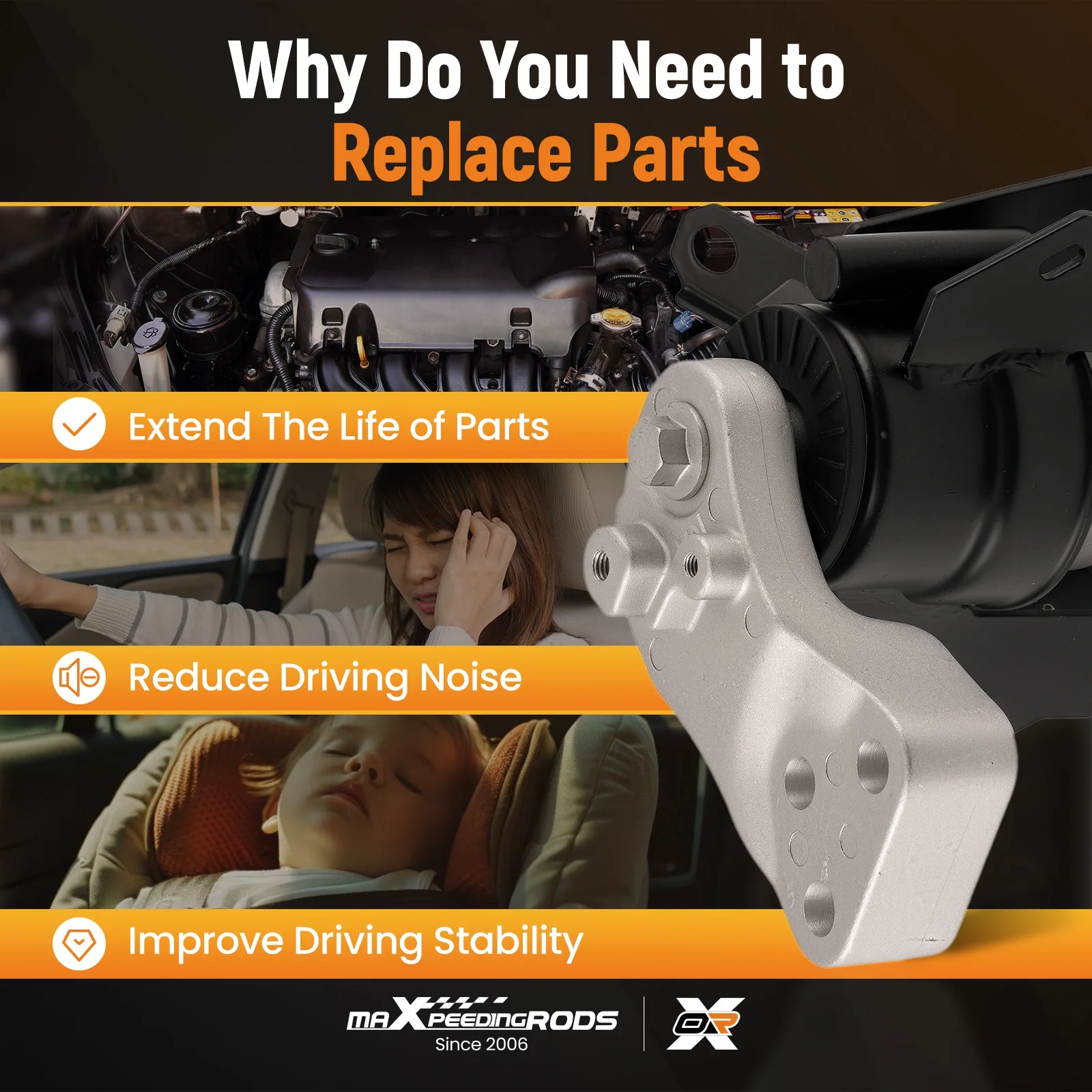 

Крепления двигателя и трансмиссии для Mitsubishi Mirage Mirage G4 Sedan 2014-2022, 4 шт.