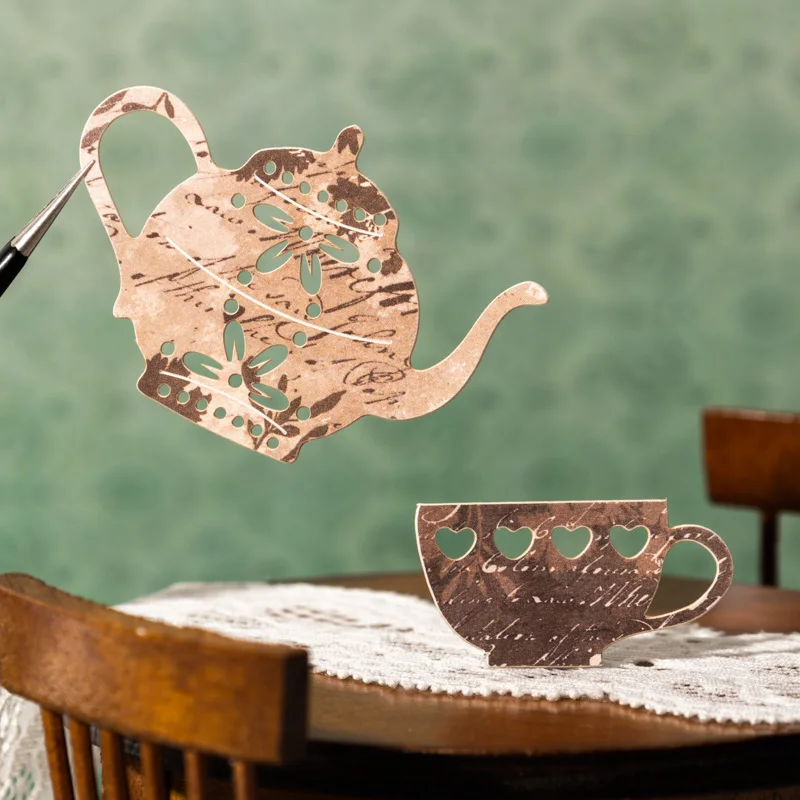 Journal GO 30pcs Prologue of Life Vintage Hollow Out House Coffee Landscape Sticker Creative Journal Material Collage Material