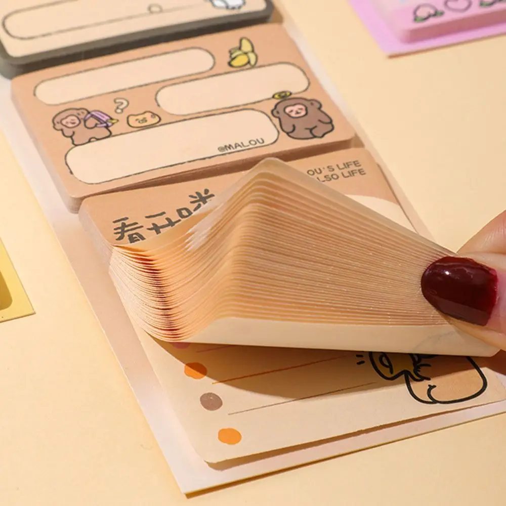 120pcs/set Kawaii Animal Action Memo Pad Aesthetic Cute Monkey Making Journaling Plan Notepad Self Adhesive Scrapbooking Card