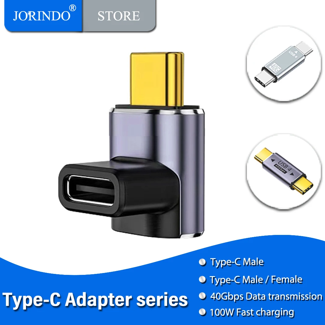 JORINDO Type-C male to male/male to female 40Gbps converter, 8K60Hz audio and video transmission, 100W fast charging adapter