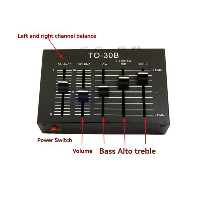 To-30B DC5V Stereo Audio EQ High Medium And Low Three-Band Balanced Preamplifier Audio Balance Volume Control