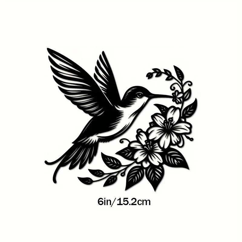 Black Hummingbird & White Flower Vinyl Decal, Elegant Durable Sticker for Car Truck Motorcycle Window Wall DIY Decor