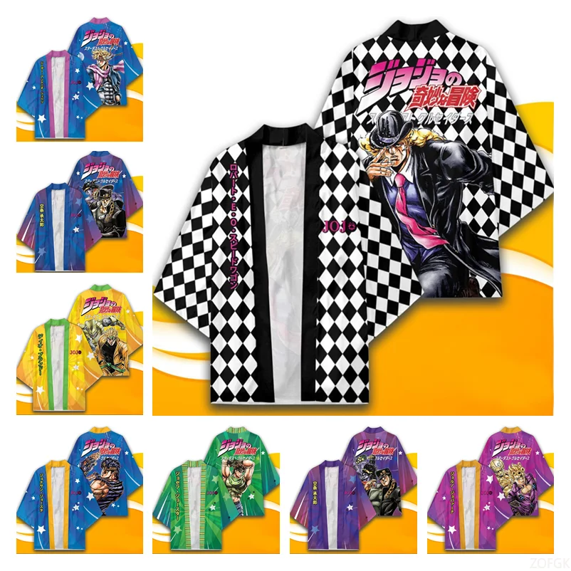 Anime JoJo's Bizarre Adventure Role-playing Kimono 3D Dicetak Yukata Cape Cardigan Pakaian Olahraga Kostum Halloween