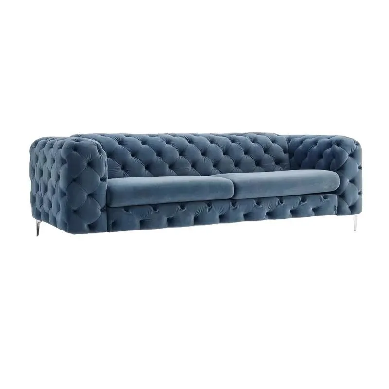 Light luxury pull buckle velvet sofa small apartment living room high-end modern living room sofa combination