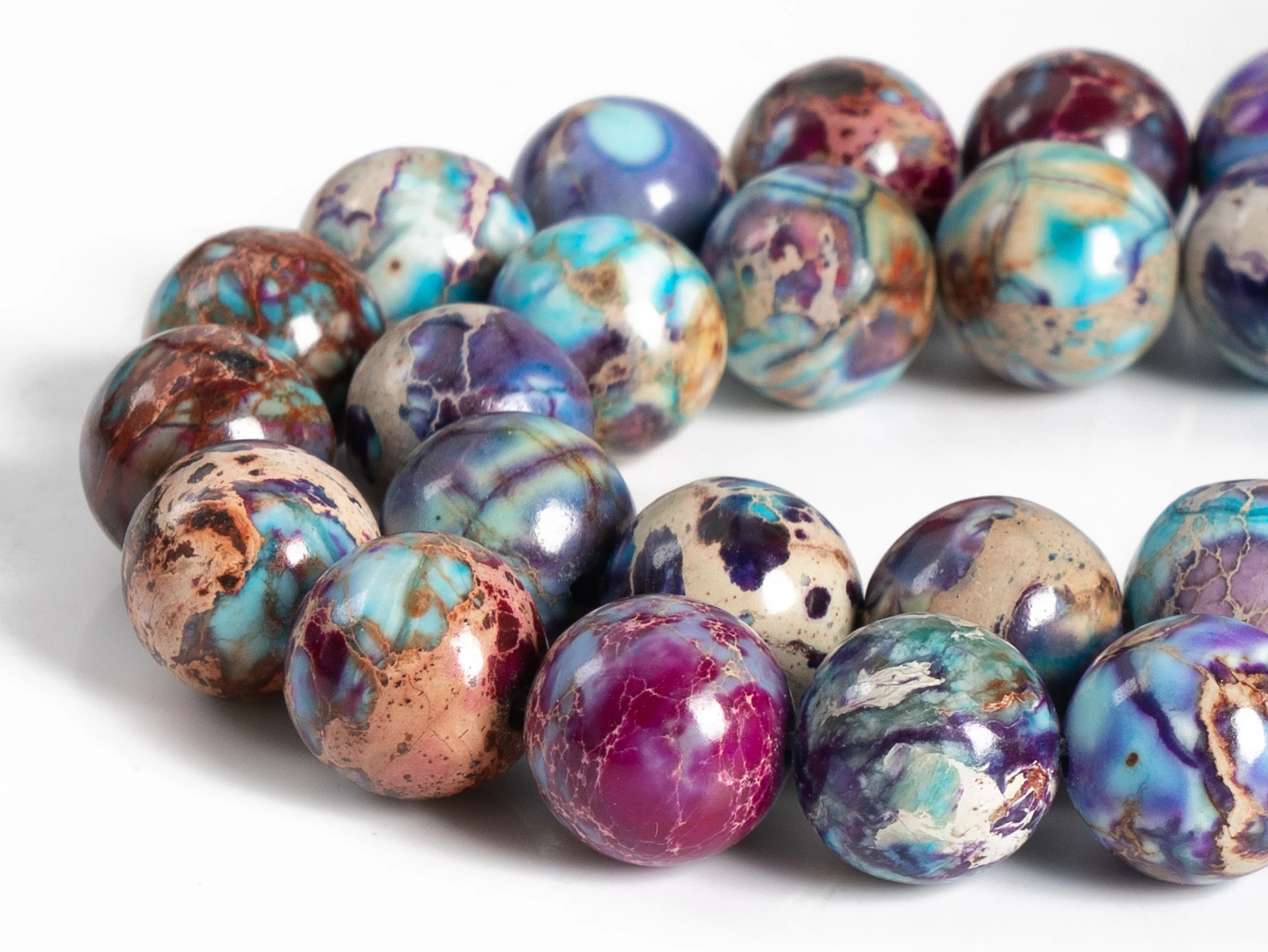 Sea Sediment Imperial Jasper para Fazer Jóias, Pedra Natural, Azul Roxo, Grau AAAAooseBeads, RoundShape, Opções 4mm, 6mm, 8mm, 10mm, 12mm