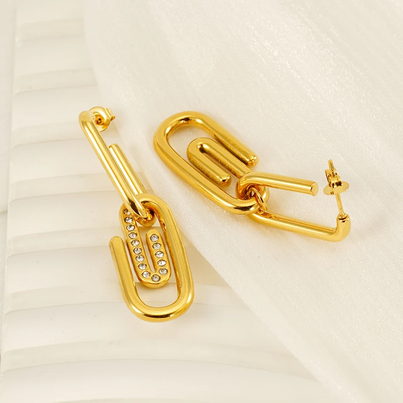 18K Gold Plated Dangle Earrings For Women Drop Earrings Small Earrings Huggie Paperclip Dangly Hoop Hoops Earrings Jewelry