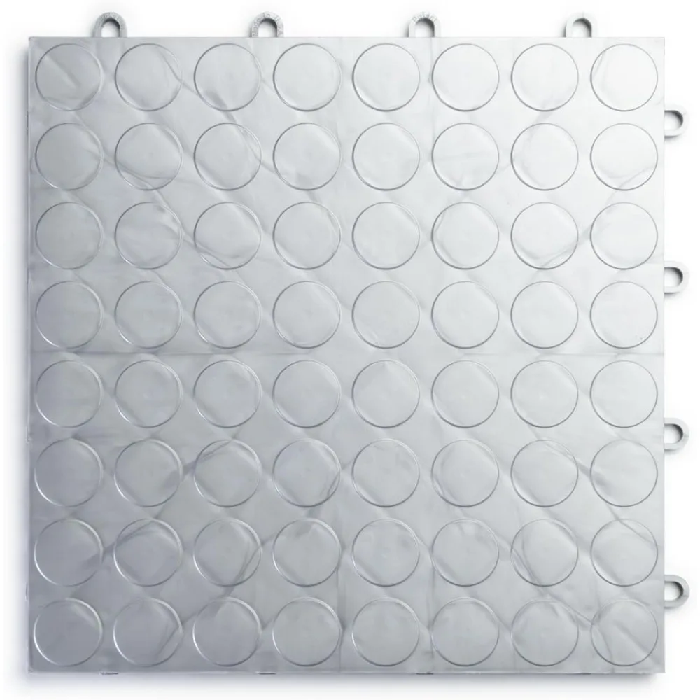

RaceDeck CircleTrac, Durable Copolymer Interlocking Modular Garage Flooring Tile (48 Pack), Alloy