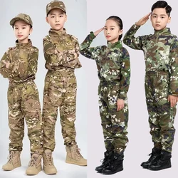 Children Camouflage Uniform Suit Breathable Long Sleeve Outdoor Development School Student Summer Camp Military Training Uniform