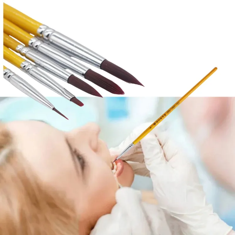 5Pcs Dental Nylon Brush Pen Dental Adhesive Composite Porcelain Teeth Porcelain Pen Enamelling Lacquering Repair Pen