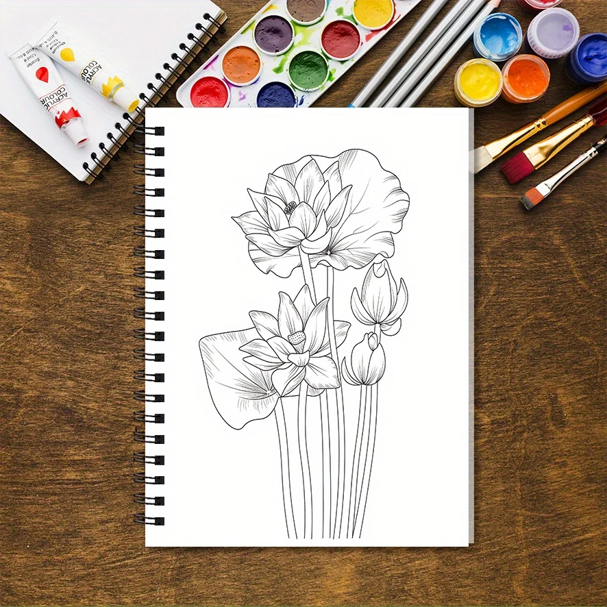 Coloring Book - 8.3x 11.2 inches 32 pages Lotus Coloring Book - Great for soothing, doodling, holiday party favors, an ideal gif