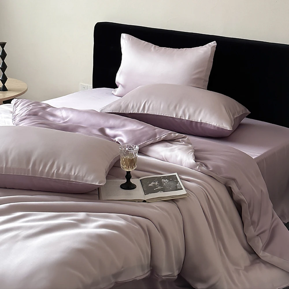 Sondeson Pure Nature-Juego de cama de seda 100%, piel saludable, doble Color, funda nórdica Queen King, sábana plana, funda de almohada, juegos de ropa de cama