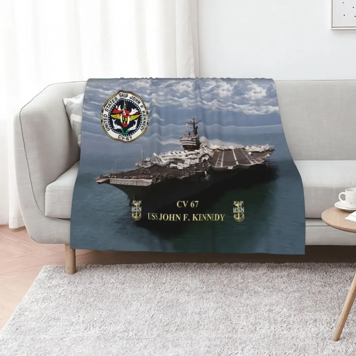 

CV-67 USS John F. Kennedy Throw Blanket Cute Plaid Blankets For Sofas Sleeping Bag Thermals For Travel Blankets