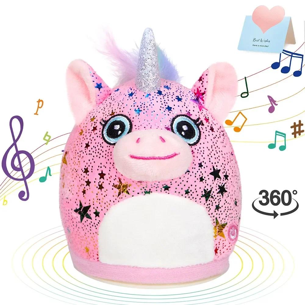 15cm Electric Rotation Unicorn Doll Musical Throw Pillow Plush Toys Sequin Animal Plush Toys Gift for Girls Sleeping Birthday