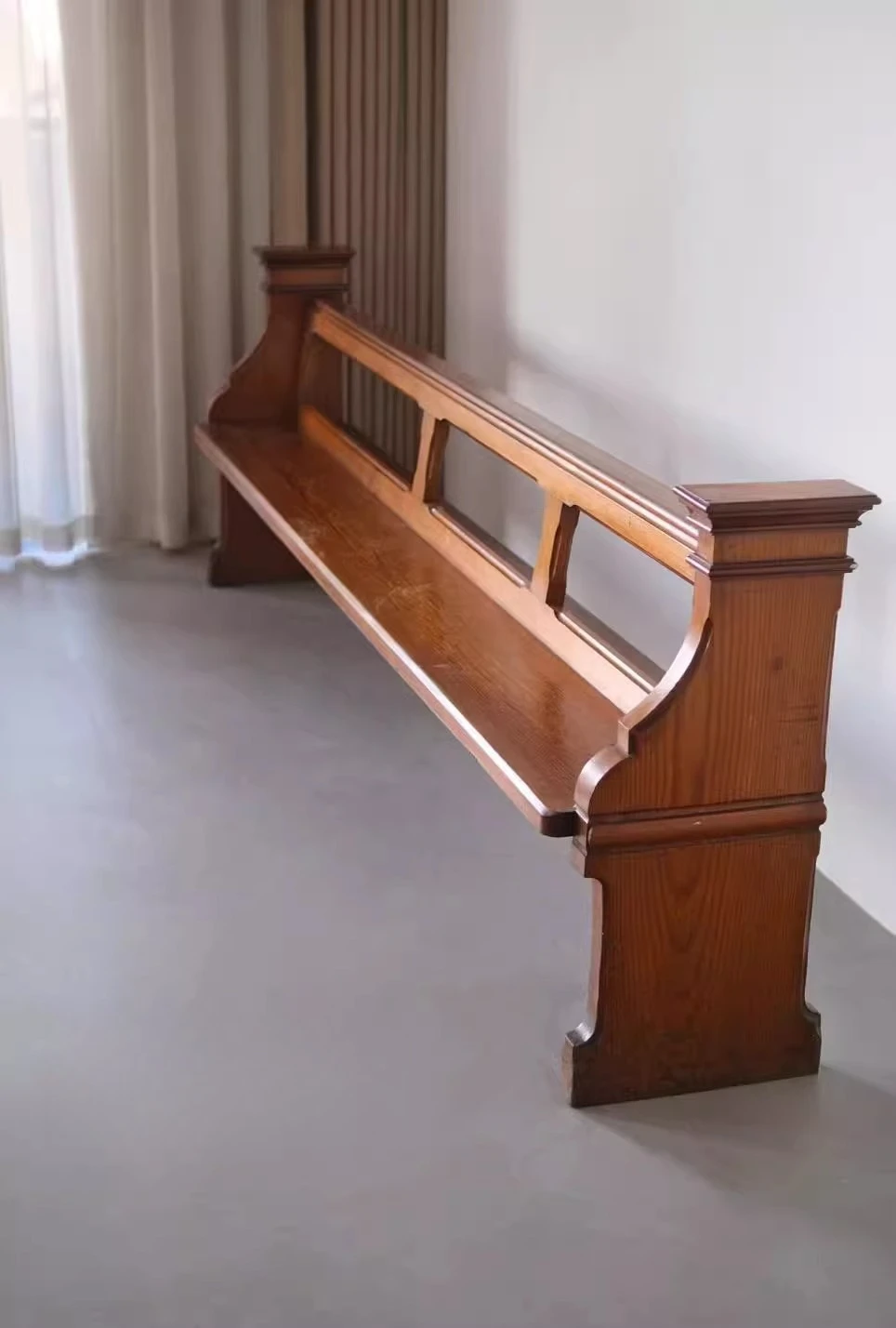 American retro old solid wood church bench French antique casual backrest bench photography sofa bench