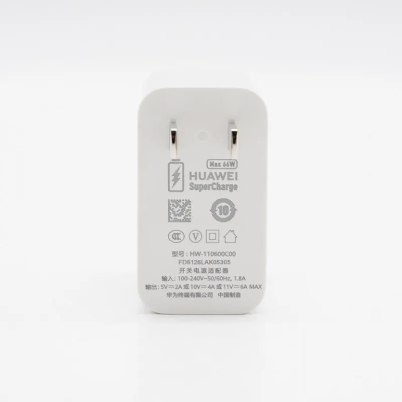 Huawei SuperCharge Charger Max 66W QC 2.0 Fast Charging With 6A Type-C Cable For Mobile Phone Tablet PC Earphone