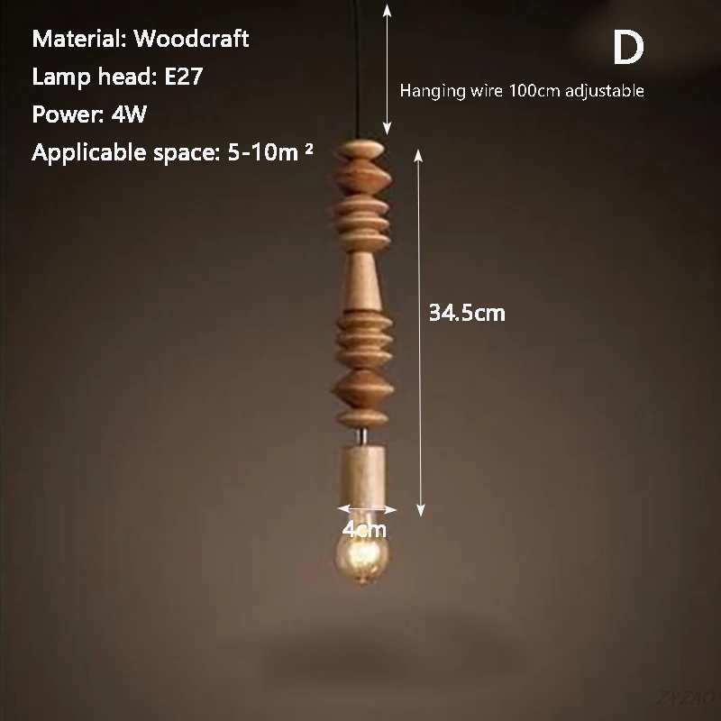 Hanglampen in retrostijl Eiken houten geometrische kralen hanglamp eetkamer woonkamer droplight hangende lichtarmatuur E27