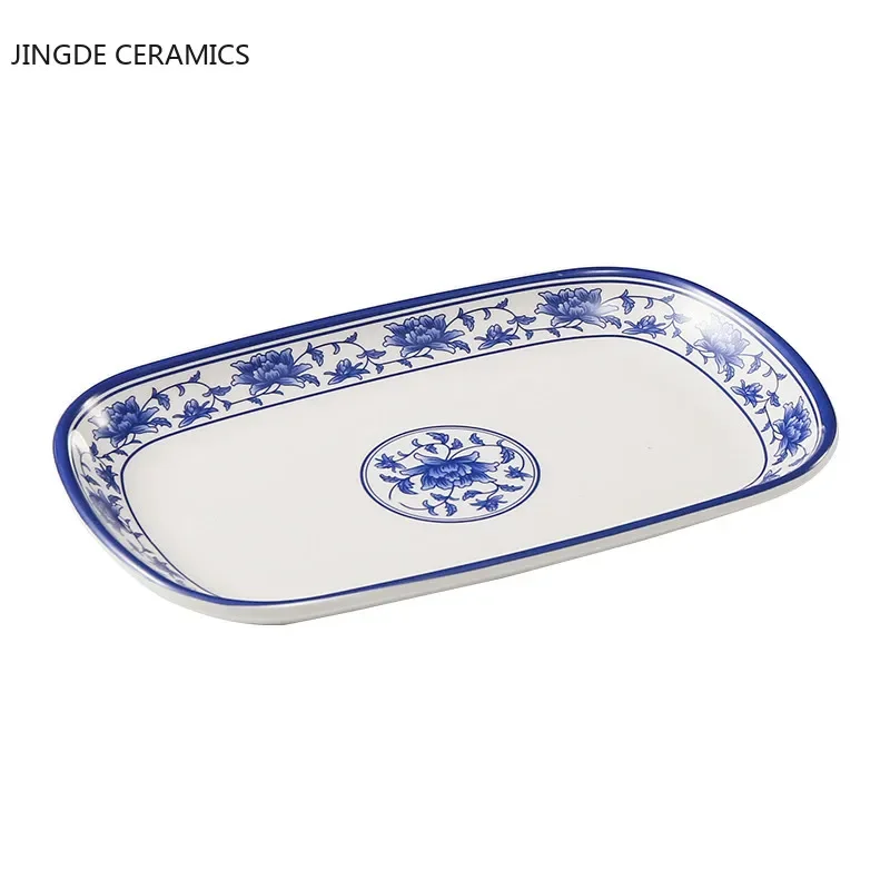 1pc Food Grade Plastic Dinner Plates Chinese Melamine Plastic Is Not Easy To Break Rectangular Plate Restaurant Kitchen Supplies
