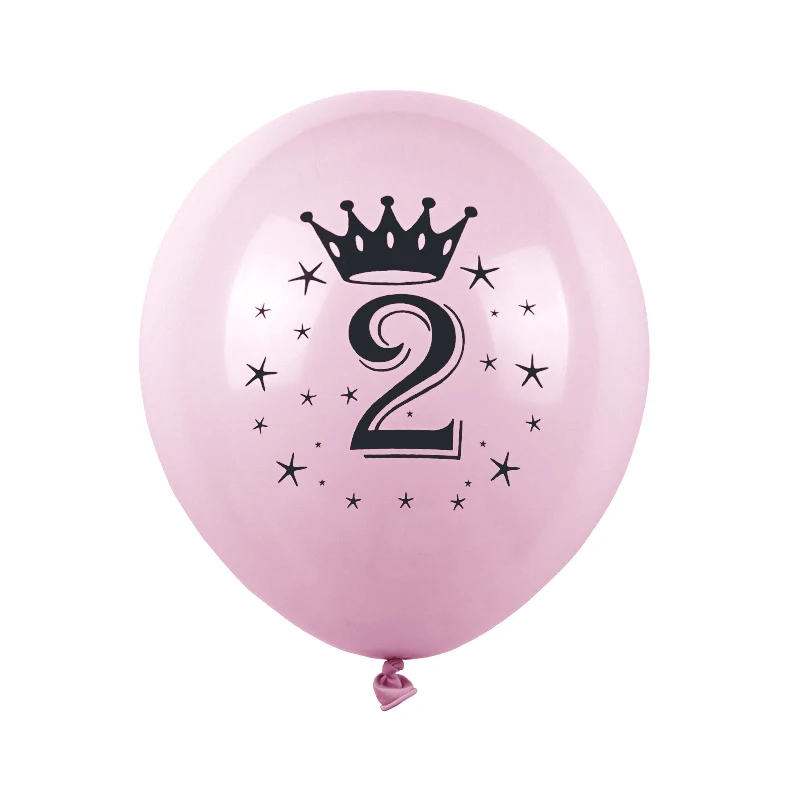 어린이 생일 핑크 풍선, 크라운 번호 1, 2, 3, 4, 5, 6, 7, 8, 9 세, 소년 소녀 생일 파티 장식 풍선, 10 개