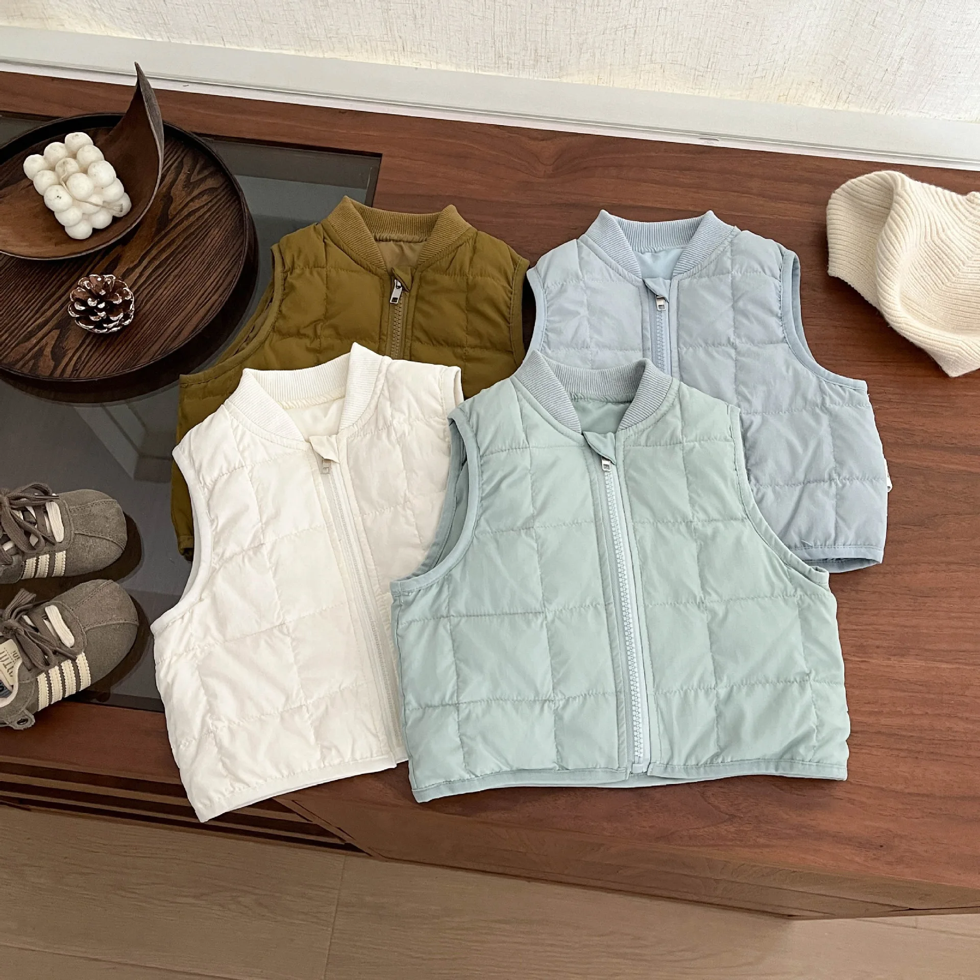 

Жилет для маленьких мальчиков, зима 2025 года, утепленный детский жилет для маленьких девочек, повседневный однотонный жилет на молнии для детей 1–3 лет, парки для девочек