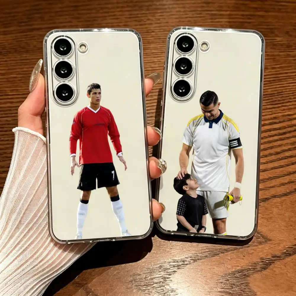 Football GOAT CR7 Shatterproof Transparent Printed Phone Case For Samsung Galaxy A73/A72/A71/A53/A52/A51/A22/A91/A80