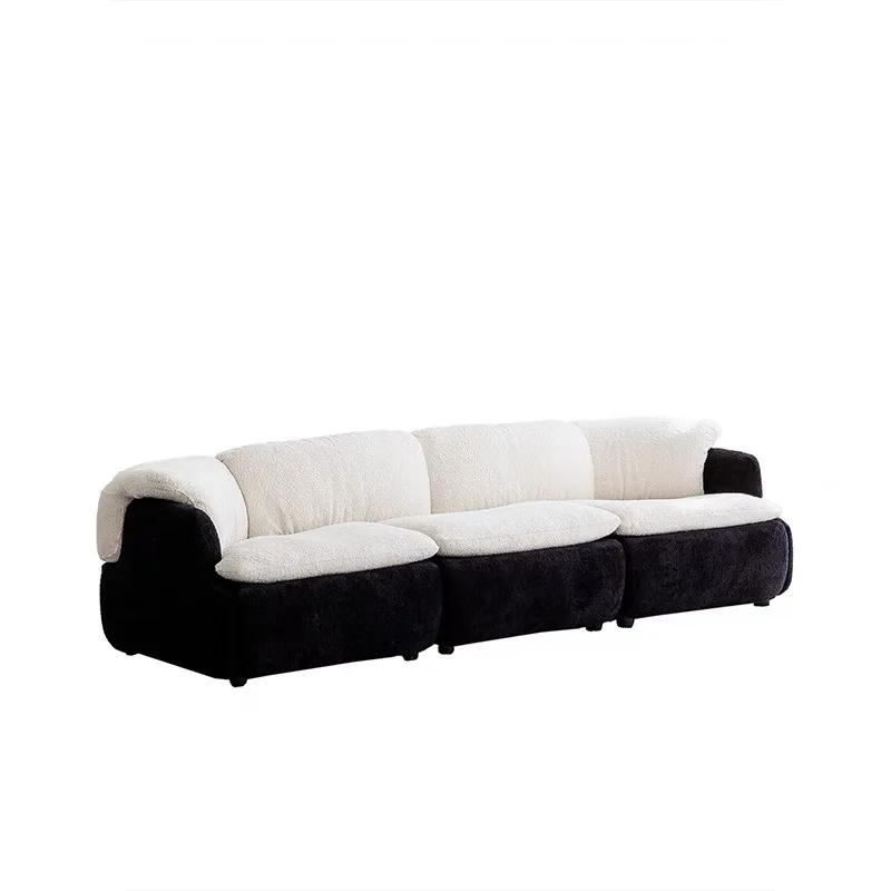 

Cream wind black and white color matching module removable and washable ultra-soft sofa lazy wind camel wool white fabric thr