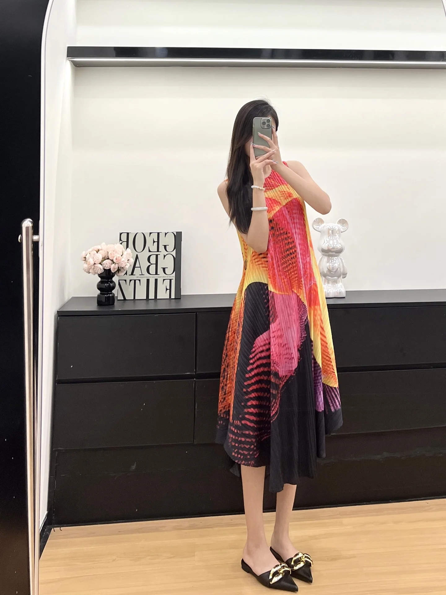 

Плиссированное платье Miyake с принтом, лето 2021, новая французская высококачественная тонкая длинная юбка с подолом