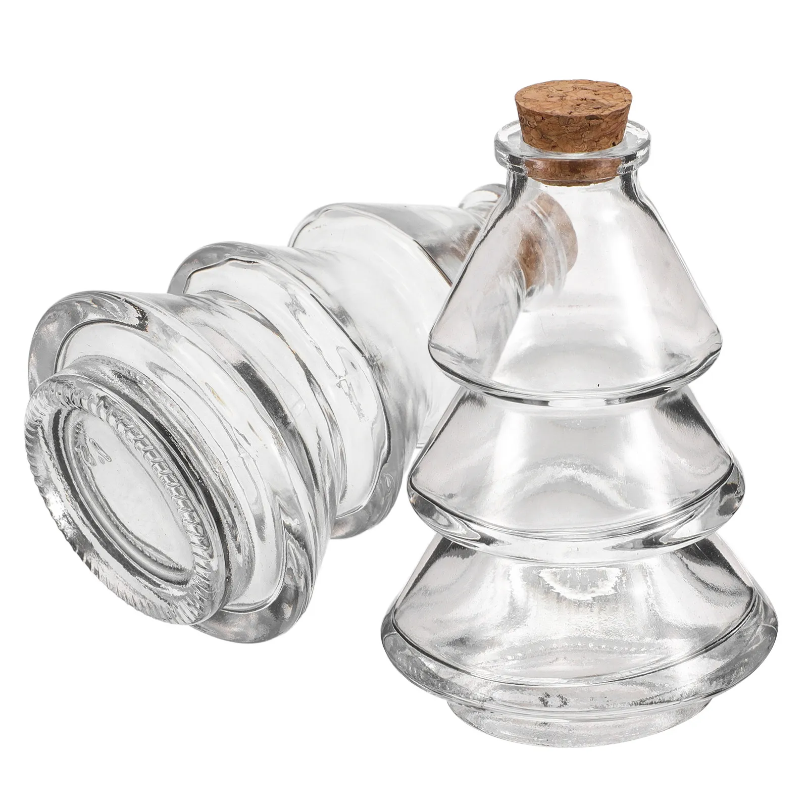 2 Pcs Christmas Tree Shaped Wishing Bottles Xmas Decorative Jars Drifting Message Bottles Glass Drift Bottles Wishing Bottle Jar