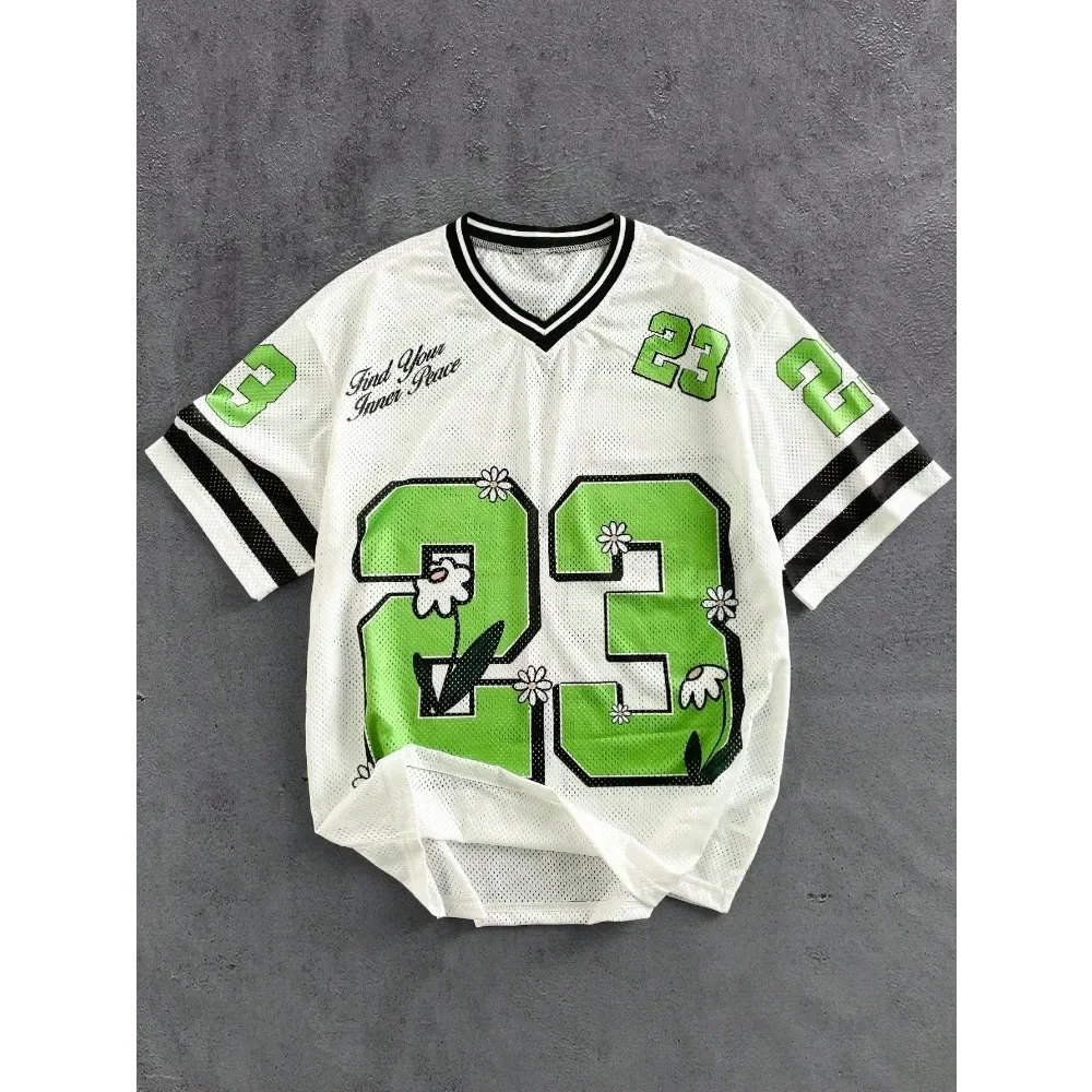 تي شيرت جيرسي شبكي للرجال صيفي مطبوع رقميًا ثلاثي الأبعاد ملابس رياضية هيب هوب لكرة السلة عصرية رائجة البيع