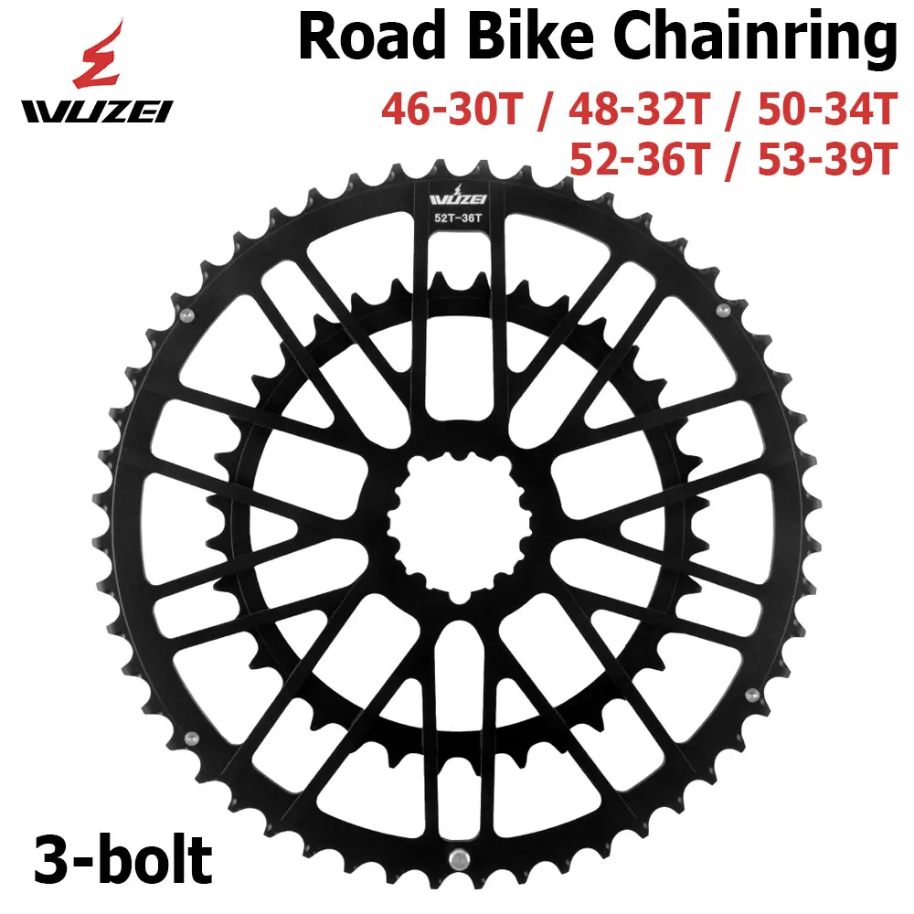

WUZEI Road Bike Crankset 3 Bolt Direct Mount Double Chainring 34T 50T for 8 9 10 11 12 Speed Bicycle Lightweight Aluminum Alloy
