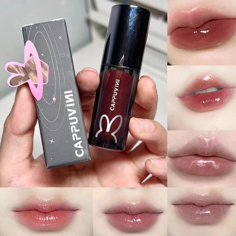 1개입 카푸비니 크리스탈 젤리 보습 립 글레이즈 - 워터 글레이즈드 미러 피니쉬 롱래스팅 컬러 리퀴드 립스틱 메이크업