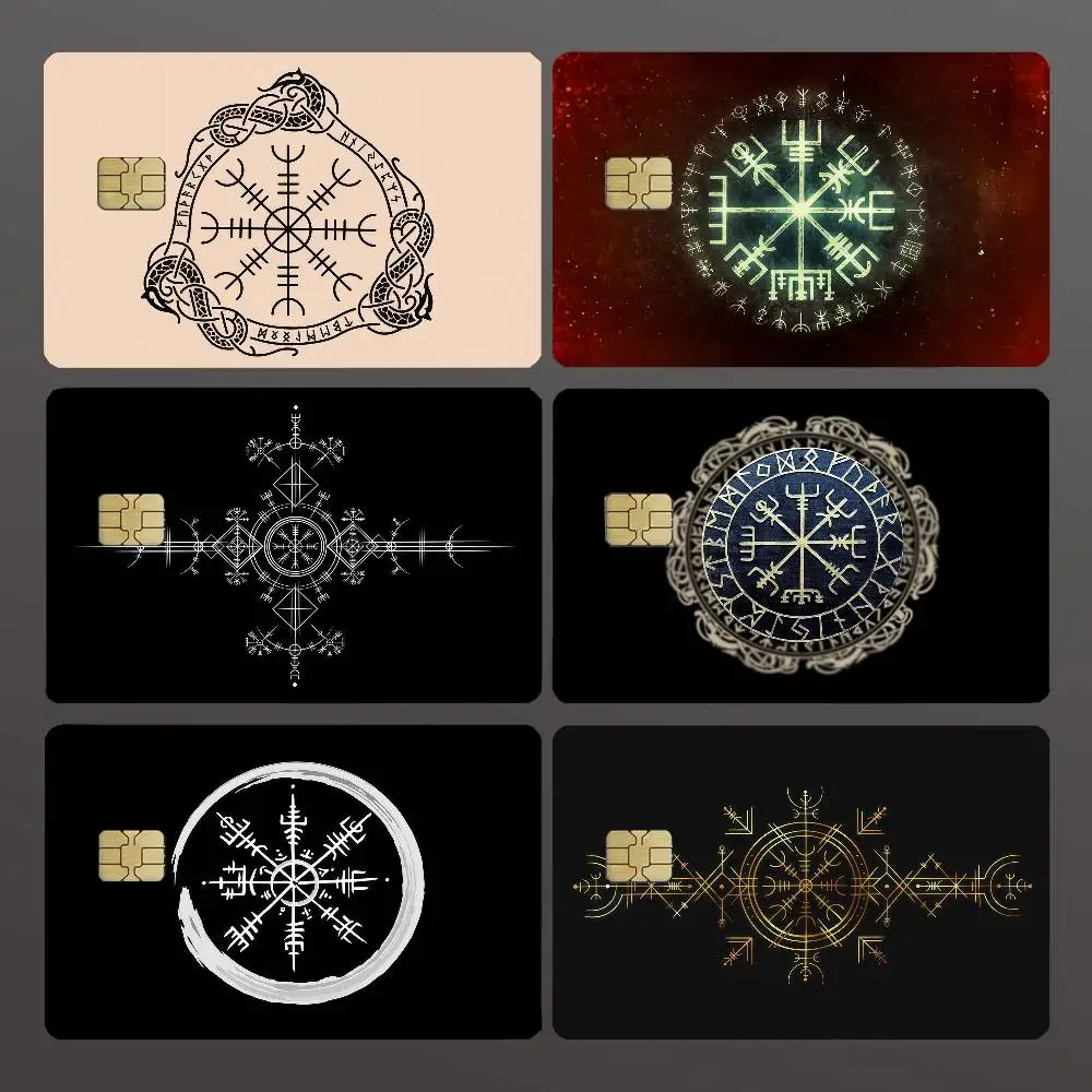 V-Viking V-Vegvisir Credit Skin Cover Card Stickers 4PCS Film Bus Pass Front Decoration Bank Debit Waterproof