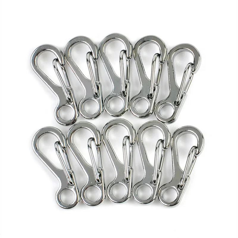 

Stainless Steel Carabiner Key chain Buckle Traveling Lightweight 10Pcs Set Snap Spring Clip Hook Climbing Durable