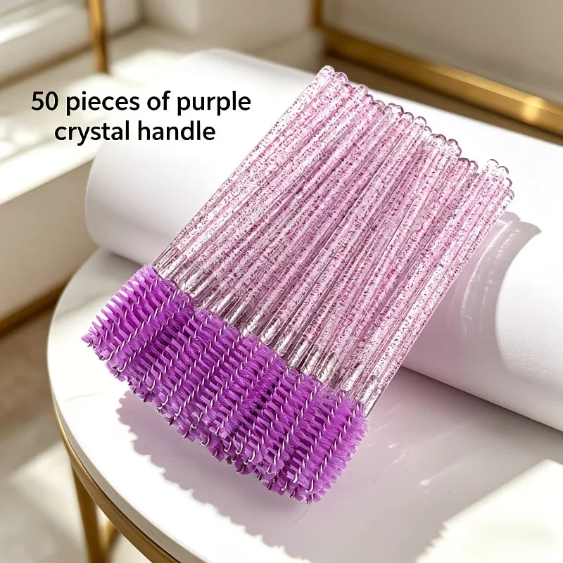 50-piece pack of crystal eyelash brushes, eyelash extension brushes, mascara brushes, professional makeup and beauty tools