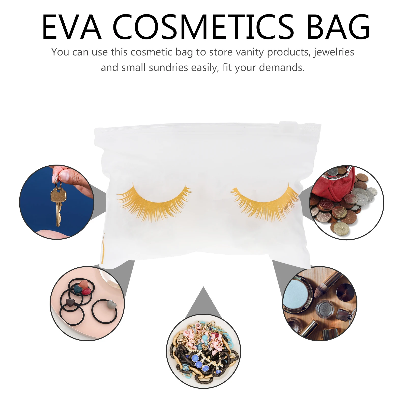 

80 Pcs Storage Bag Lash Bags Makeup Bag With Zipper Travel Toiletry Makeup Organizer EVA 15x10cm Pink Black Gold White