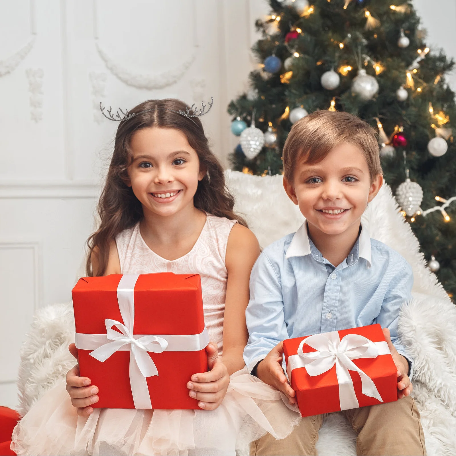 

Reindeer Antler Headband Shiny Rhinestone Snowflake Hair Hoop Festive Holiday Party Accessory For Adults Crystal