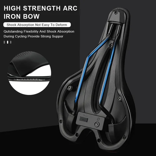 Imagen 2 del producto Sillín de bicicleta con luz trasera, hueco, transpirable, cuero PU, cómodo, a prueba de golpes, lámpara de advertencia para asiento de bicicleta, accesorios para ciclismo