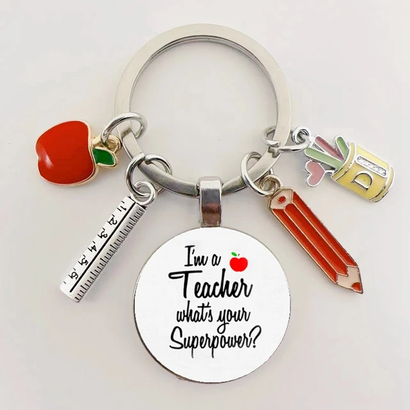 Teacher Love Inspire Print Teacher's Day Gift Keychain Best Teacher Gifts